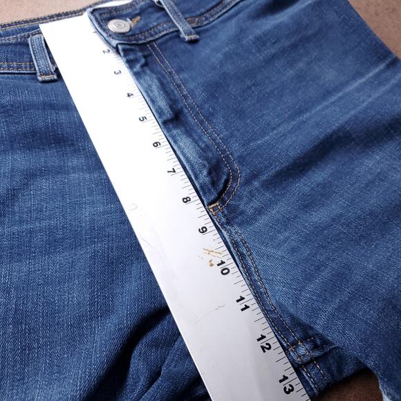 Zara Jeans Women 10 Medium Blue Wide Leg Frayed Hem Retro 70s Casual Skater - Picture 9 of 11